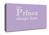 Nursery Quote The Prince Sleeps Here Lilac Canvas Wall Art