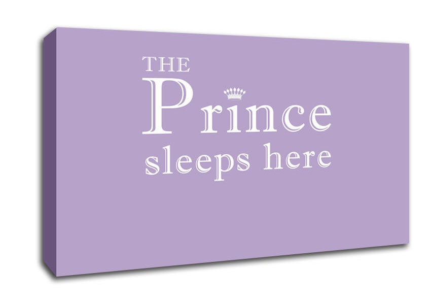 Nursery Quote The Prince Sleeps Here Lilac Canvas Wall Art