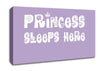 Nursery Quote Princesss Sleeps Here Lilac Canvas Wall Art