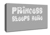 Princesss Sleeps Here Grey White Canvas Wall Art