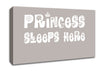 Princesss Sleeps Here Beige Canvas Wall Art