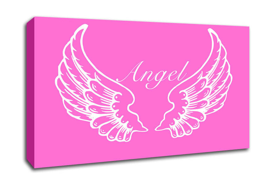 Nursery Quote Angel Wings Vivid Pink Canvas Wall Art