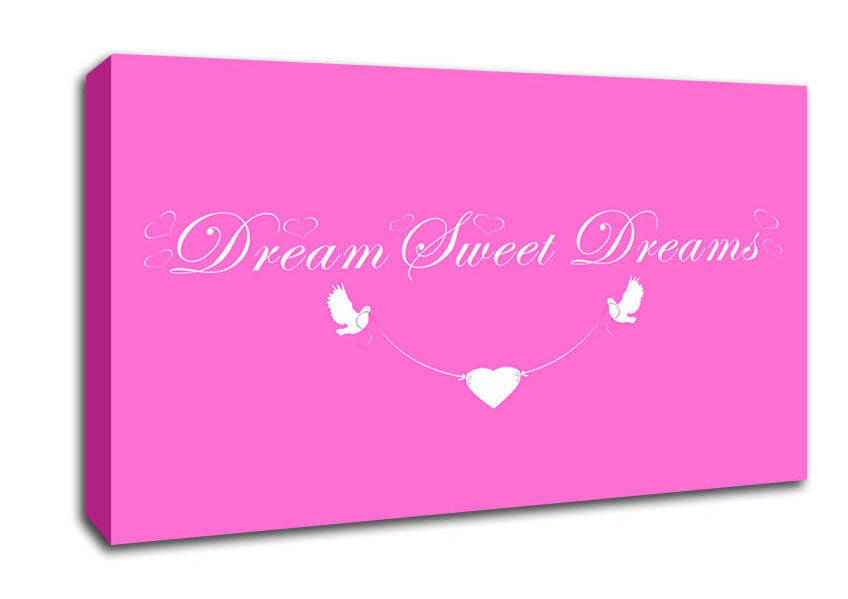 Nursery Quote Dream Sweet Dreams Vivid Pink Canvas Wall Art