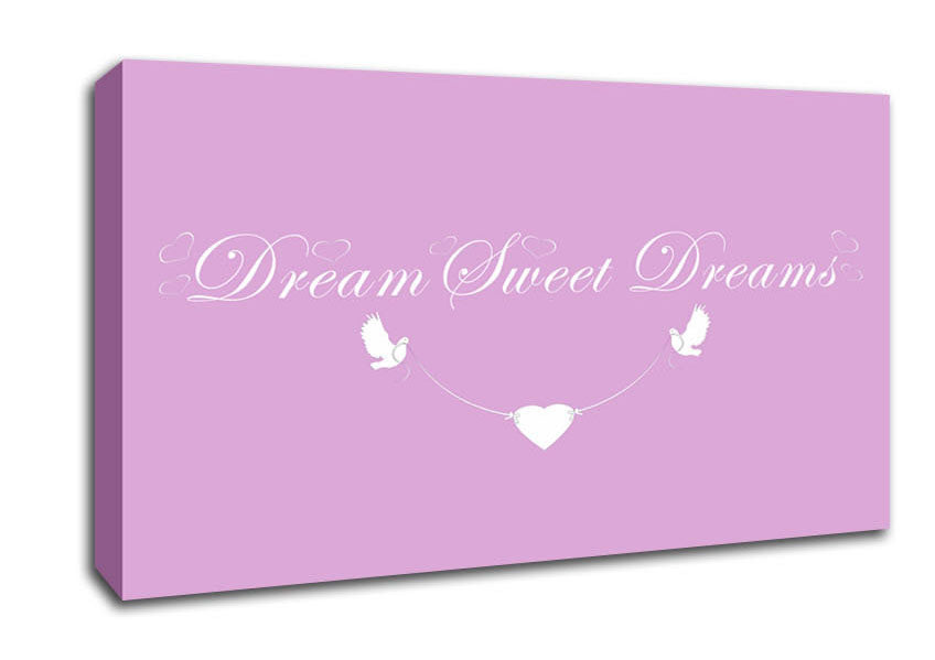 Nursery Quote Dream Sweet Dreams Pink Canvas Wall Art