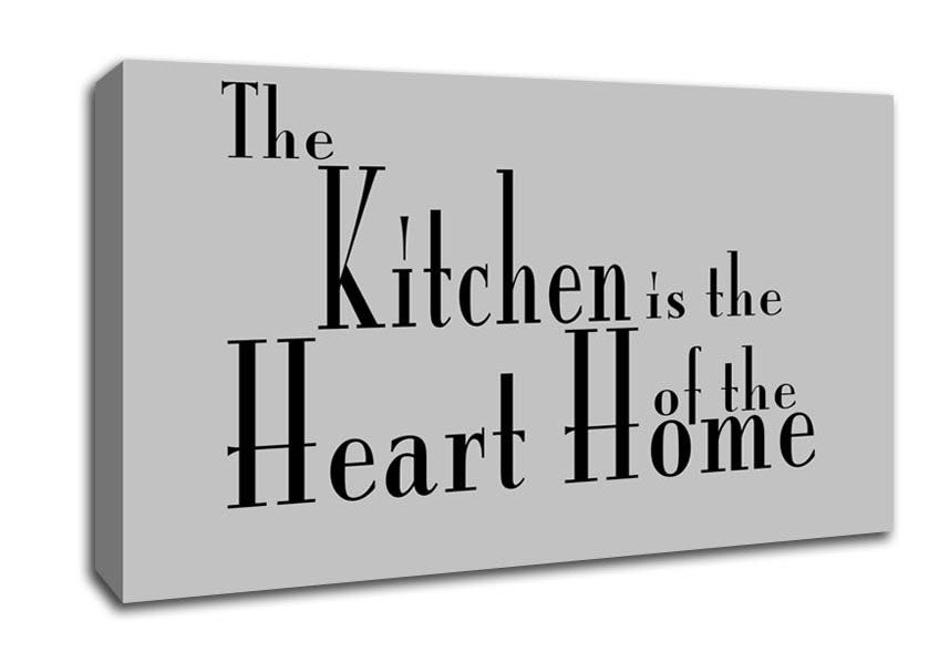 Kitchen Quote The Kitchen Is The Heart Of The Home 2 Grey Canvas Wall Art