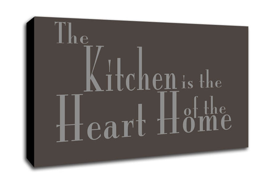 Kitchen Quote The Kitchen Is The Heart Of The Home 2 Chocolate Canvas Wall Art