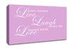 Love Quote Live Every Moment 3 Pink Canvas Wall Art