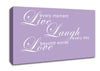 Love Quote Live Every Moment 3 Lilac Canvas Wall Art