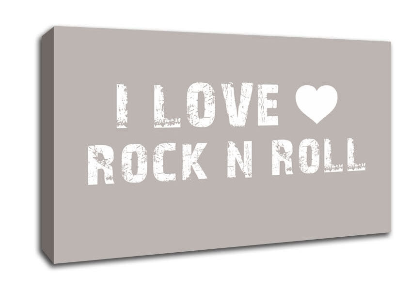 I Love Rock N Roll Beige Canvas Wall Art