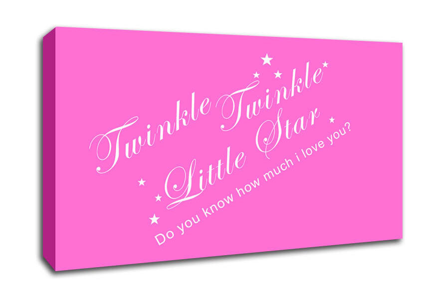 Nursery Quote Twinkle Twinkle Little Star 2 Vivid Pink Canvas Wall Art