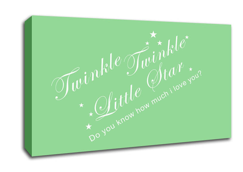 Nursery Quote Twinkle Twinkle Little Star 2 Green Canvas Wall Art