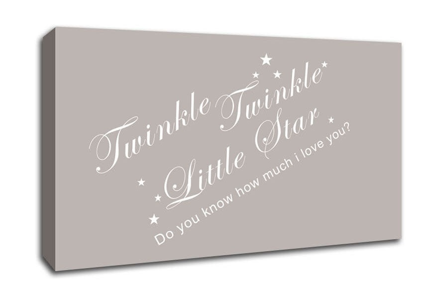 Nursery Quote Twinkle Twinkle Little Star 2 Beige Canvas Wall Art