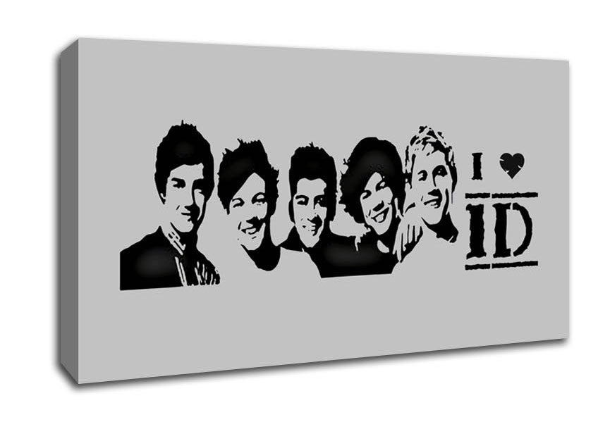 Music Quote I Love 1 Direction Grey Canvas Wall Art