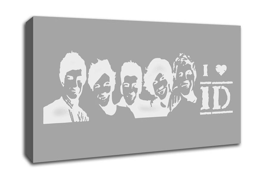 Music Quote I Love 1 Direction Grey White Canvas Wall Art