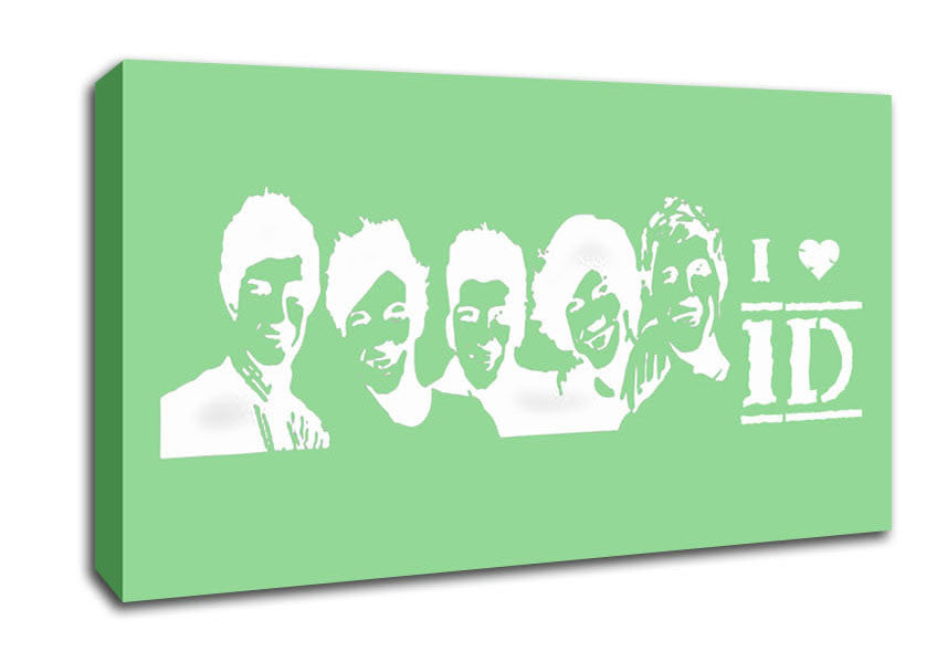 Music Quote I Love 1 Direction Green Canvas Wall Art