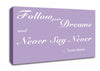 Music Quote Follow Your Dreams Justin Bieber Lilac Canvas Wall Art