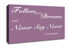 Music Quote Follow Your Dreams Justin Bieber Dusty Pink Canvas Wall Art