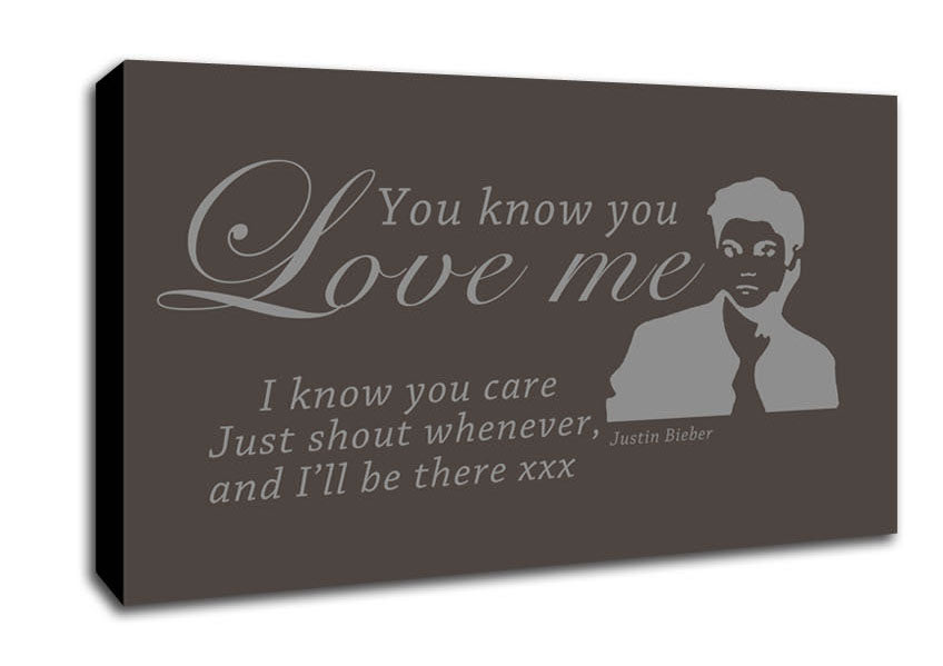 Music Quote You Know You Love Me Justin Bieber Chocolate Canvas Wall Art