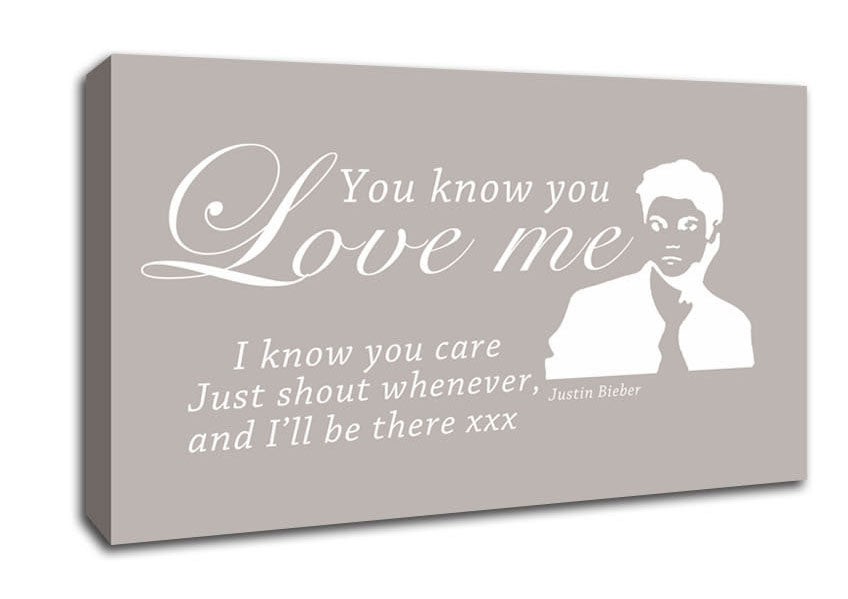 Music Quote You Know You Love Me Justin Bieber Beige Canvas Wall Art
