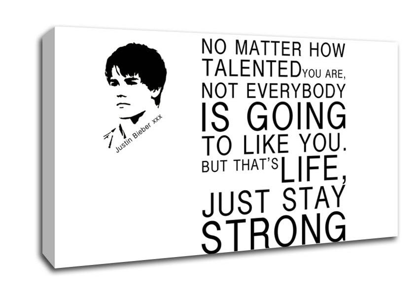 Music Quote No Matter How Talented Justin Bieber White Canvas Wall Art