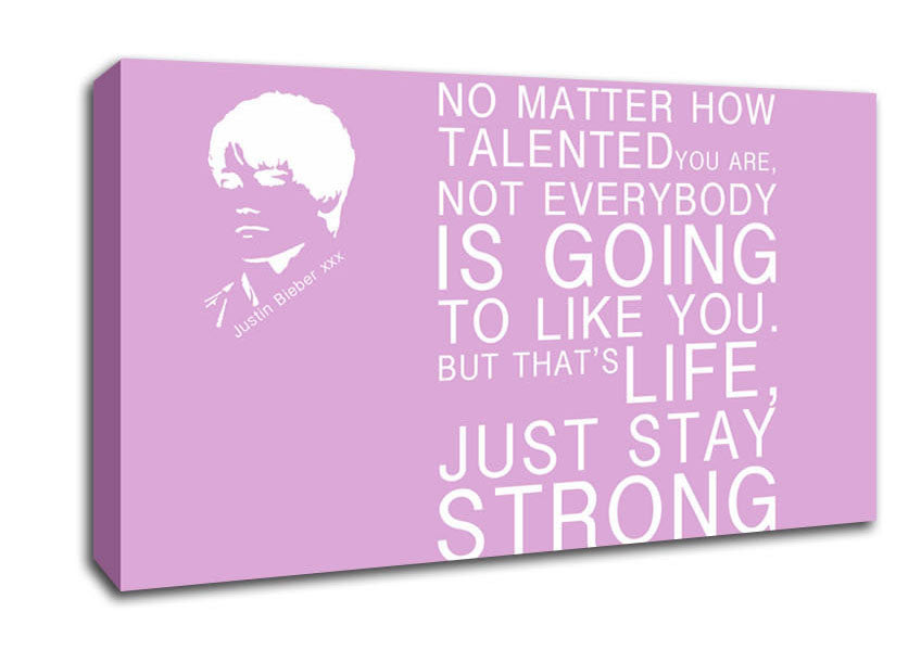 Music Quote No Matter How Talented Justin Bieber Pink Canvas Wall Art
