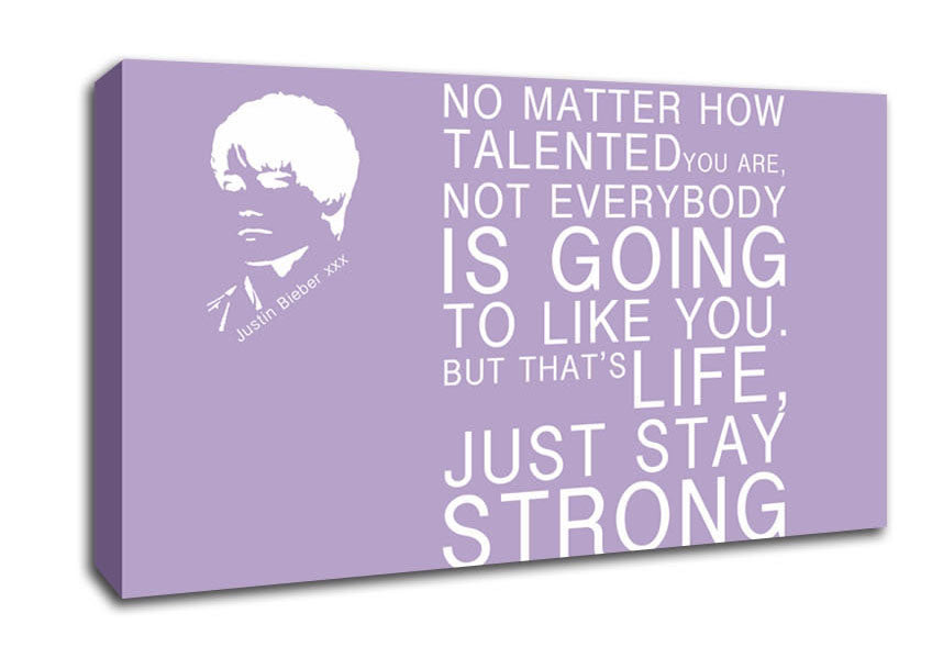 Music Quote No Matter How Talented Justin Bieber Lilac Canvas Wall Art