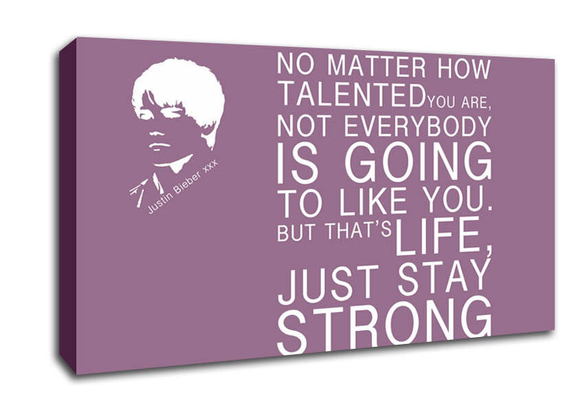 Music Quote No Matter How Talented Justin Bieber Dusty Pink Canvas Wall Art