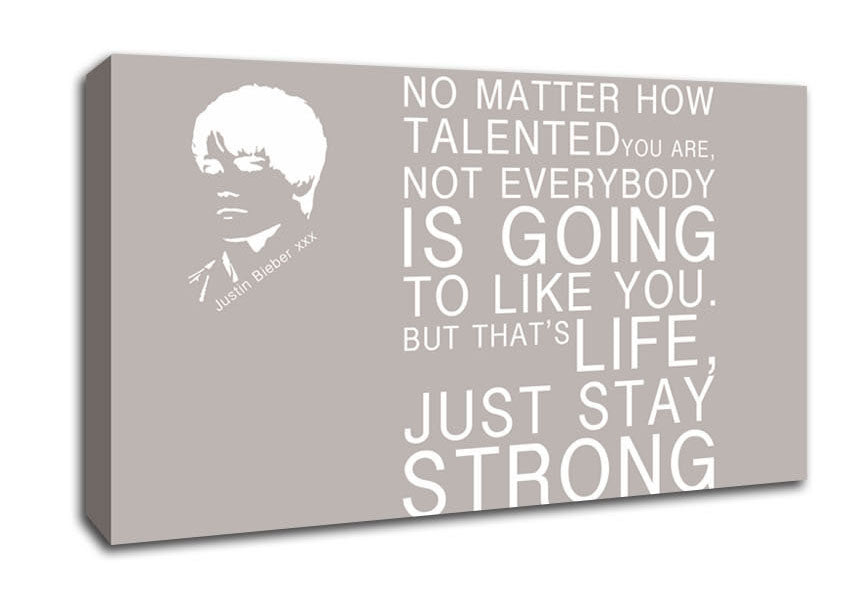 Music Quote No Matter How Talented Justin Bieber Beige Canvas Wall Art