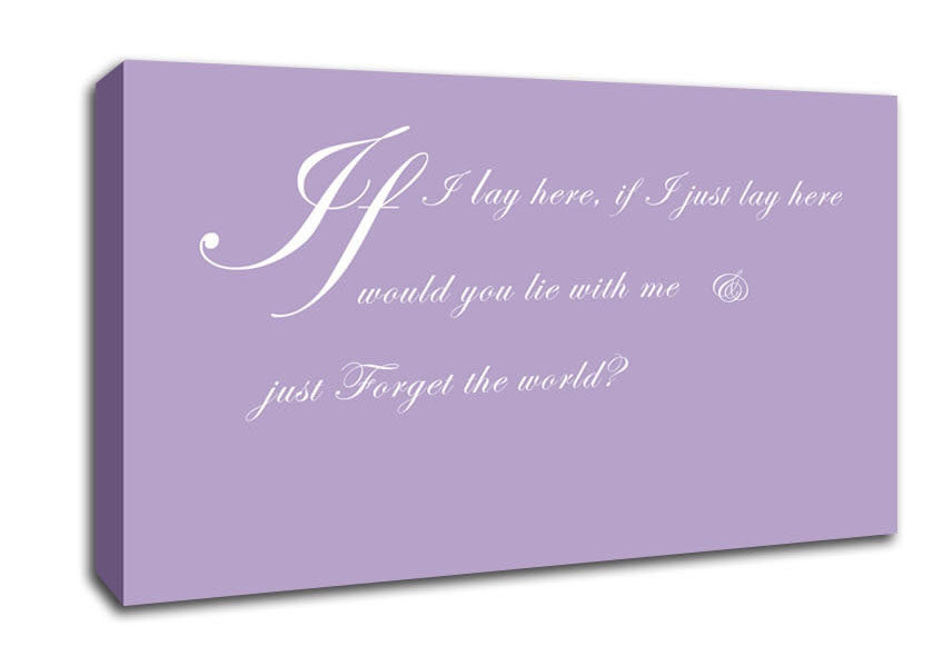 Music Quote If I Lay Here If I Just Snow Patrol 2 Lilac Canvas Wall Art