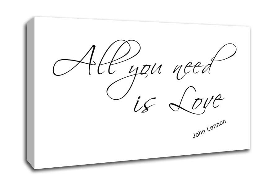 Music Quote All You Need Is Love 2 White Canvas Wall Art