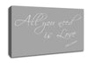 Music Quote All You Need Is Love 2 Grey White Canvas Wall Art