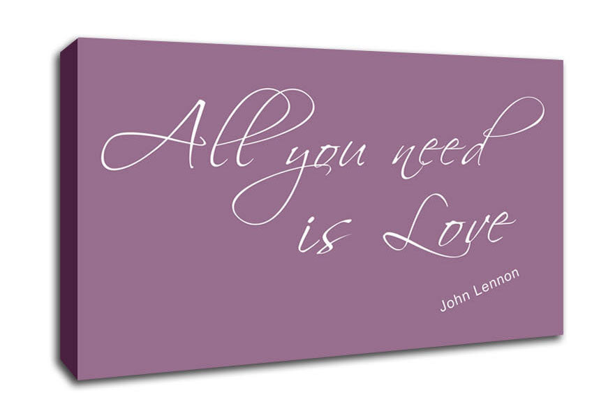 Music Quote All You Need Is Love 2 Dusty Pink Canvas Wall Art