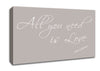 Music Quote All You Need Is Love 2 Beige Canvas Wall Art
