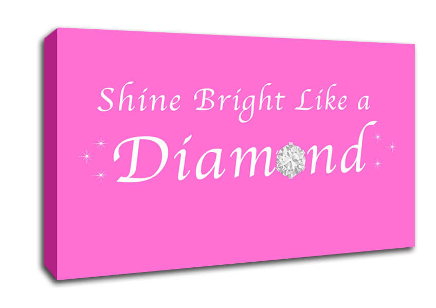 Music Quote Shine Bright Like A Diamond Rihanna Vivid Pink Canvas Wall Art