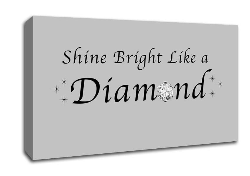 Music Quote Shine Bright Like A Diamond Rihanna Grey Canvas Wall Art