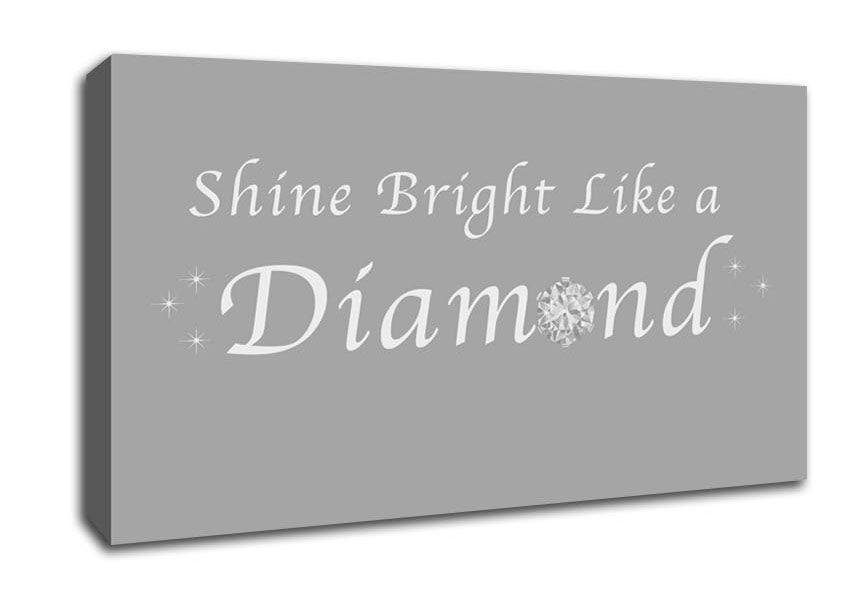 Music Quote Shine Bright Like A Diamond Rihanna Grey White Canvas Wall Art