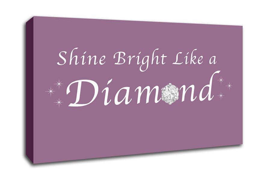 Music Quote Shine Bright Like A Diamond Rihanna Dusty Pink Canvas Wall Art