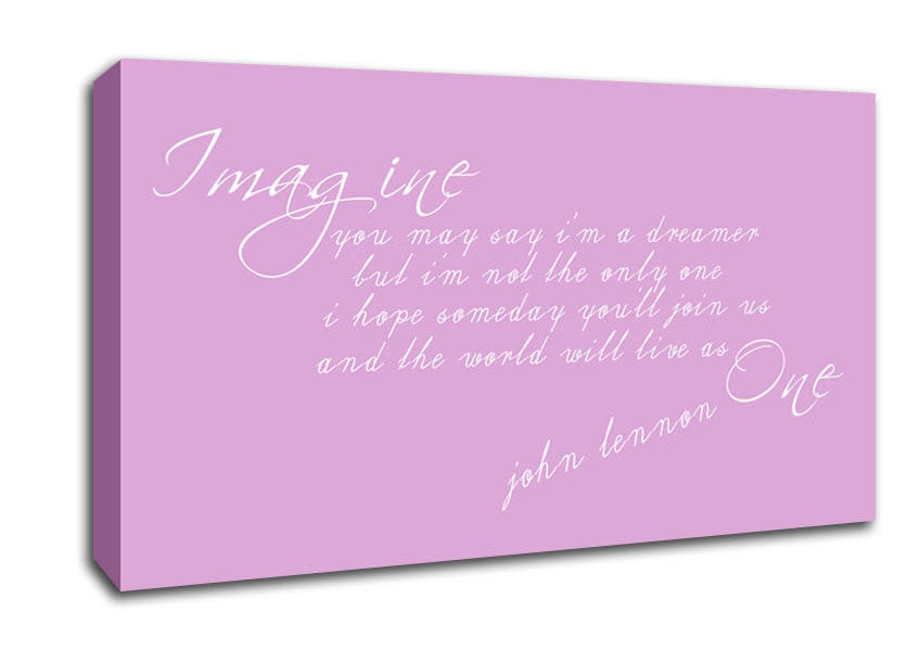 Music Quote Imagine John Lennon Pink Canvas Wall Art
