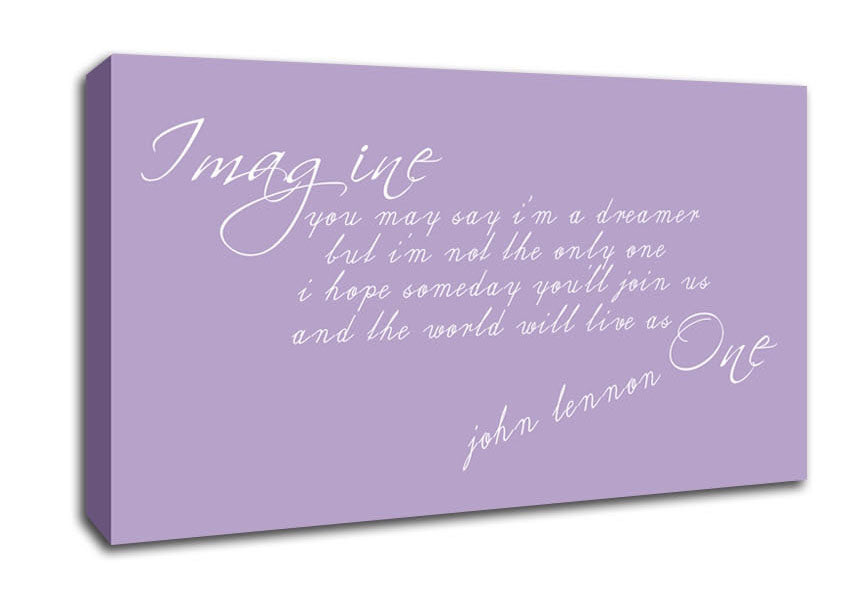 Music Quote Imagine John Lennon Lilac Canvas Wall Art