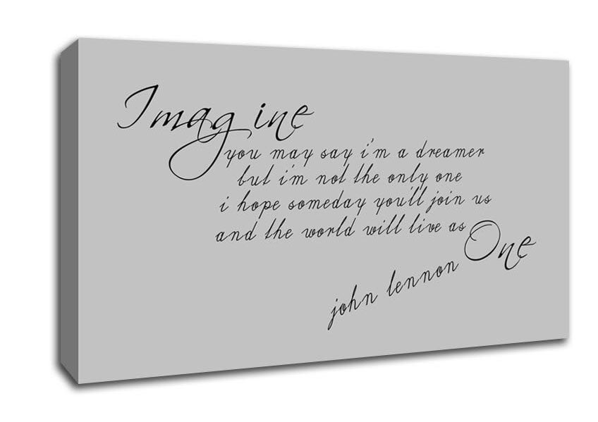 Music Quote Imagine John Lennon Grey Canvas Wall Art