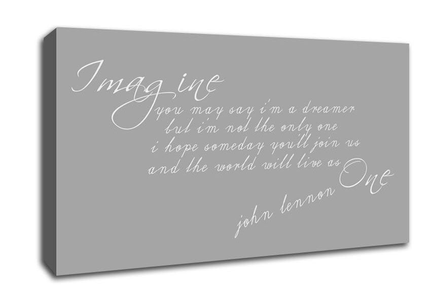 Music Quote Imagine John Lennon Grey White Canvas Wall Art