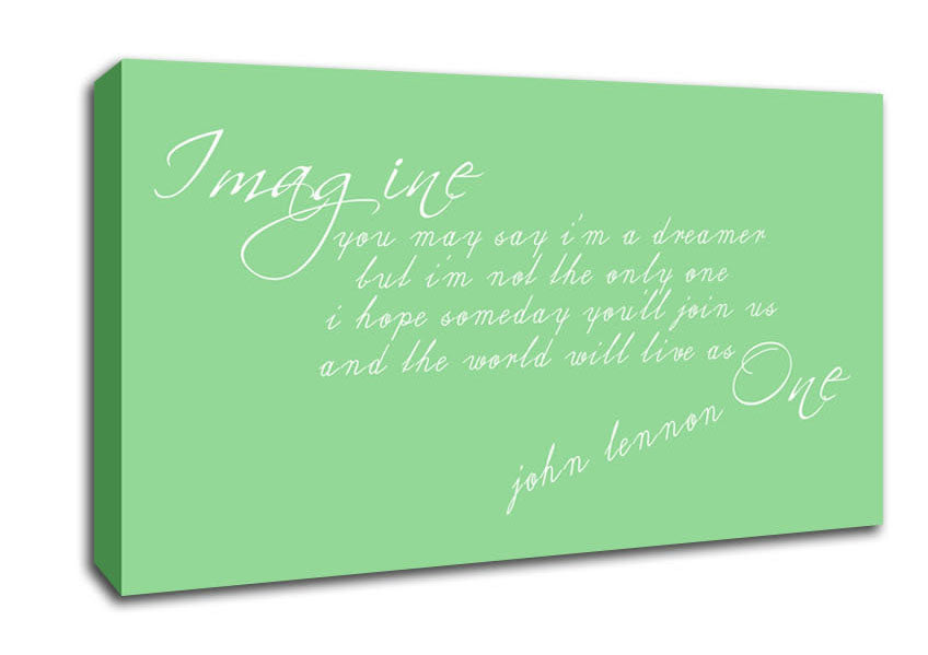 Music Quote Imagine John Lennon Green Canvas Wall Art