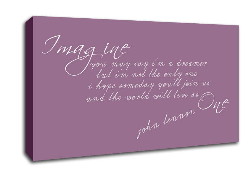 Music Quote Imagine John Lennon Dusty Pink Canvas Wall Art