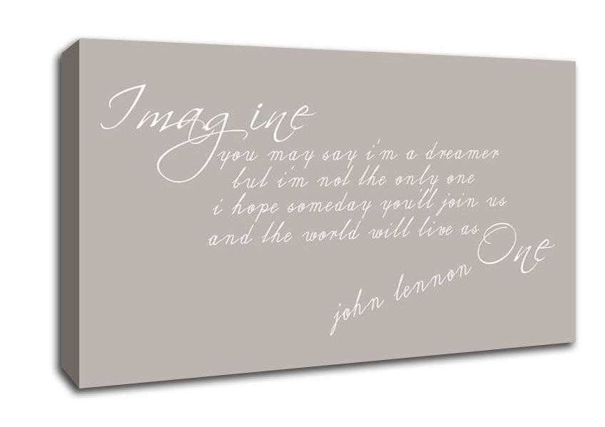Music Quote Imagine John Lennon Beige Canvas Wall Art