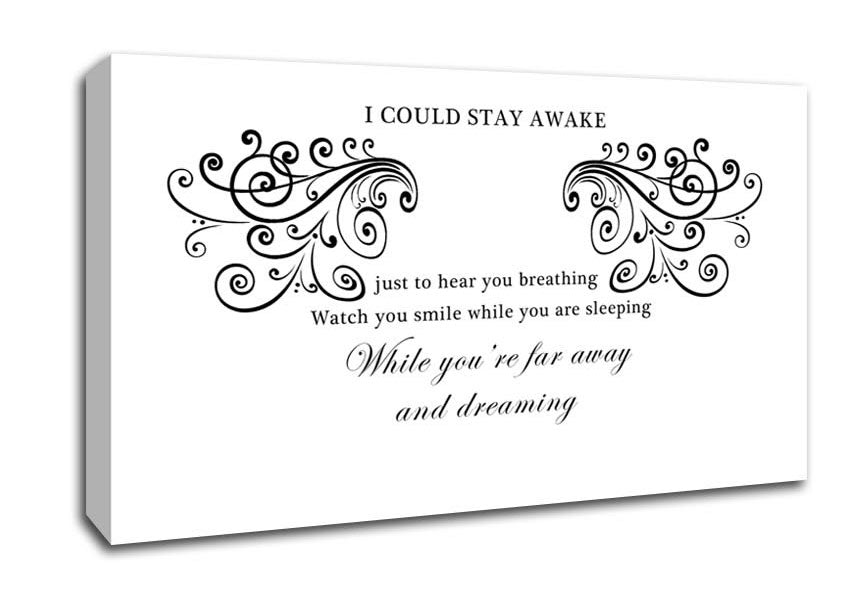 Music Quote I Could Stay Awake Aerosmith White Canvas Wall Art