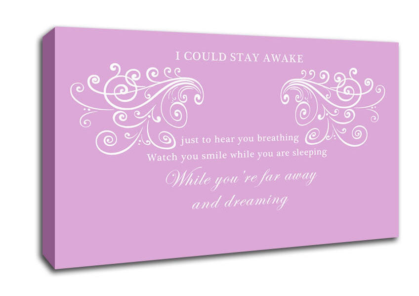 Music Quote I Could Stay Awake Aerosmith Pink Canvas Wall Art
