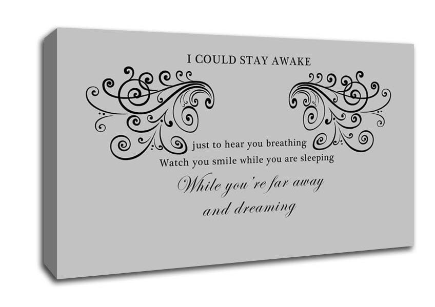 Music Quote I Could Stay Awake Aerosmith Grey Canvas Wall Art