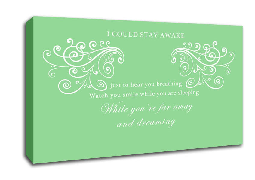 Music Quote I Could Stay Awake Aerosmith Green Canvas Wall Art