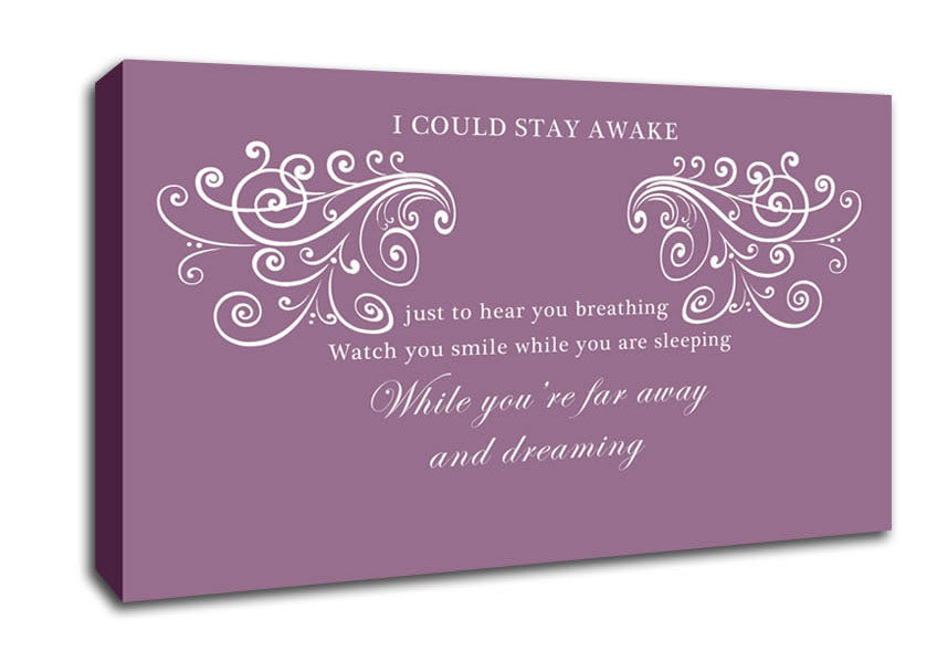 Music Quote I Could Stay Awake Aerosmith Dusty Pink Canvas Wall Art