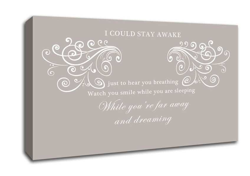 Music Quote I Could Stay Awake Aerosmith Beige Canvas Wall Art